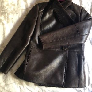 Dennis Basso brown coat with faux fur lining